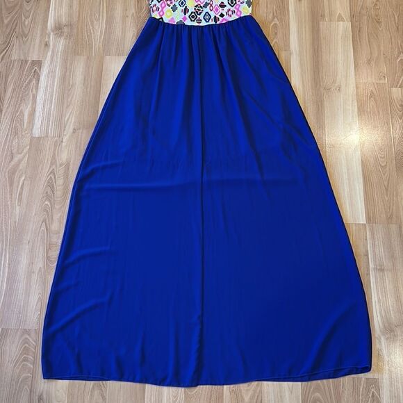 Strapless Colorful Blue Maxi Dress Size L - Picture 7 of 8